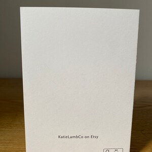 May include: White card with the text "KatieLambCo on Etsy" and "Copyright &copy; Katie Lamb" printed on it. The card also has a small, round, gray and white sticker with the text "Mix Board FSC&reg;  FSC&reg; C007915" printed on it.