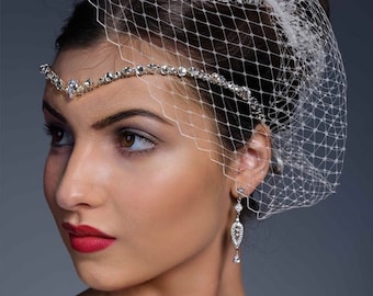 Gold Crystal forehead band, with Swarovski crystals, v shape, bridal accessories, bride tiara, unique handmade design