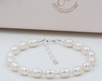 Real pearl bracelet , gold, silver or rose gold, Freshwater Pearls, made to measure, ideal for wedding jewellery or bridesmaid gifts