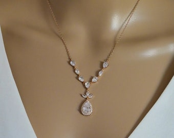 Bridal crystal necklace, Leaf vine, Sterling silver, silver, proms or pageants, with matching earrings and bracelet