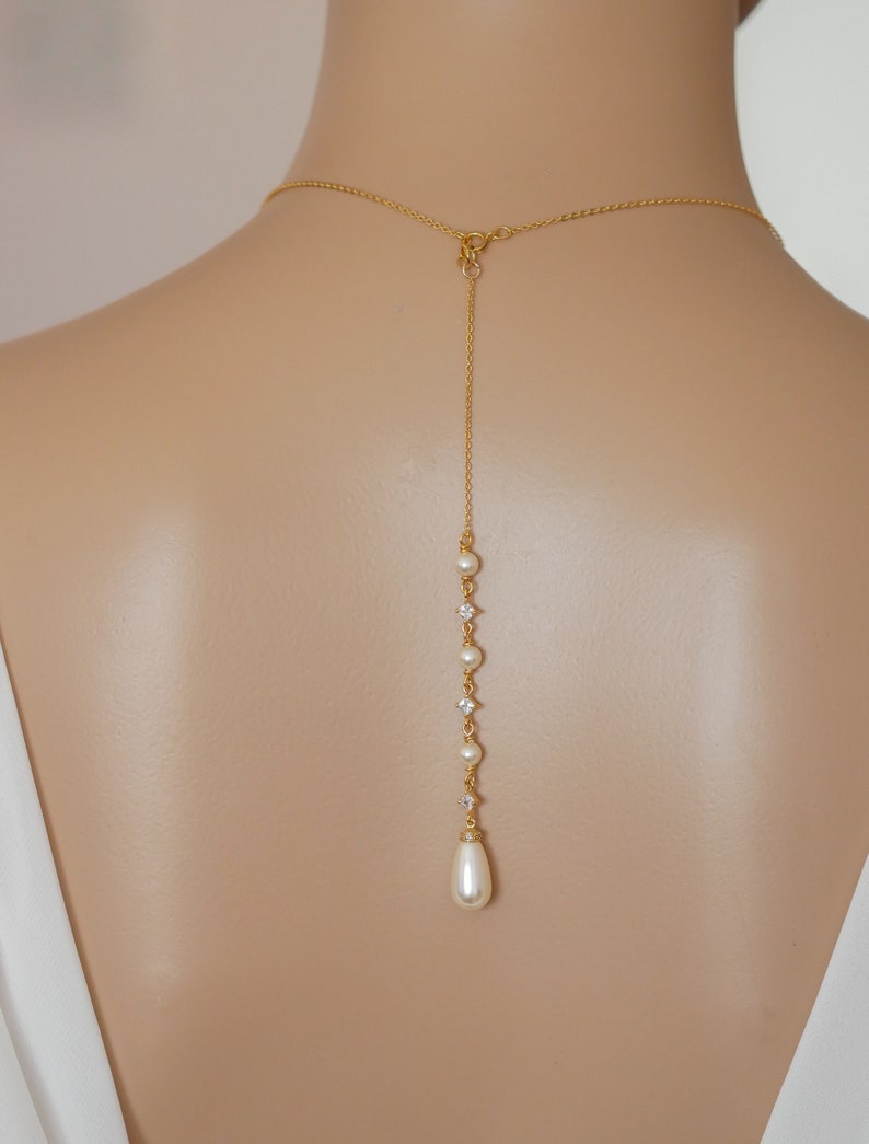 Silver, rose gold, Leaf vine Swarovski pearl bridal necklace, with optional backdrop chain, image 3