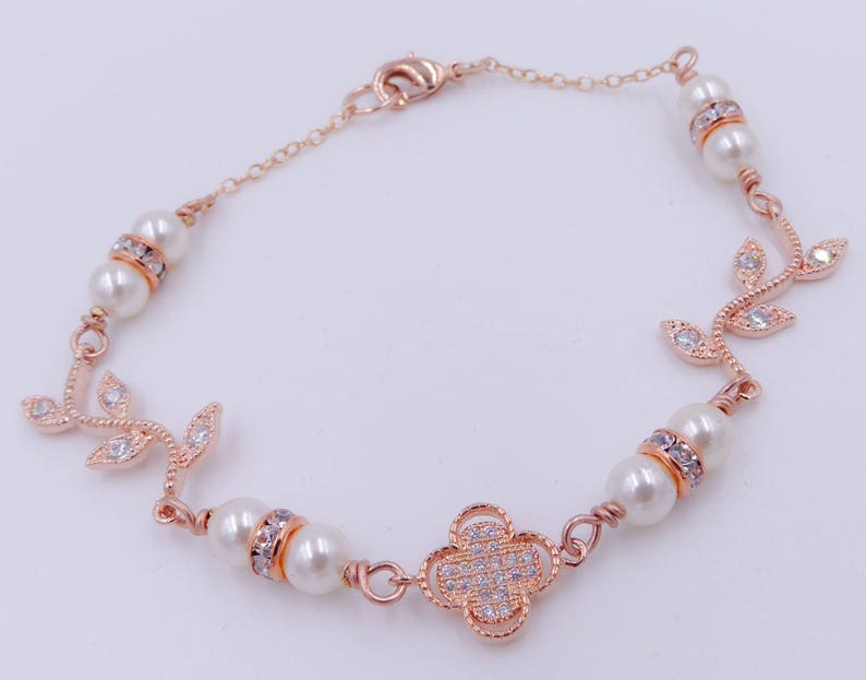 Leaf vine bridal necklace, Silver or rose gold, backdrop necklace, Swarovski pearl, blush, crystal, bridal, blush cream, low back, brides, image 7