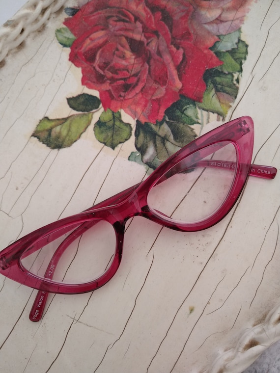 Hot Pink Cat Eye Readers  +1.50  , Translucent Pi… - image 6