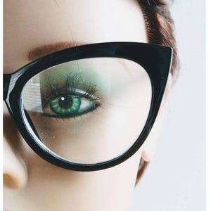 Reading Glasses +2.00 Cat Eye Black Frames , Oversized Readers, Pinup Girl Magnifiers by Betsey Johnson