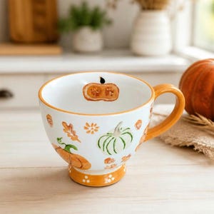 Pumpkins Gourds Pedestal - Mug Pedestal Cup by Potter's Studio