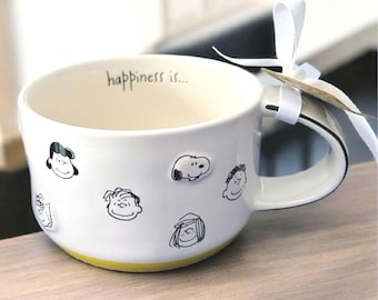 Charlie Brown Gang Soup Mug by Rae Dunn , Large Cup Snoopy Peanuts Collection
