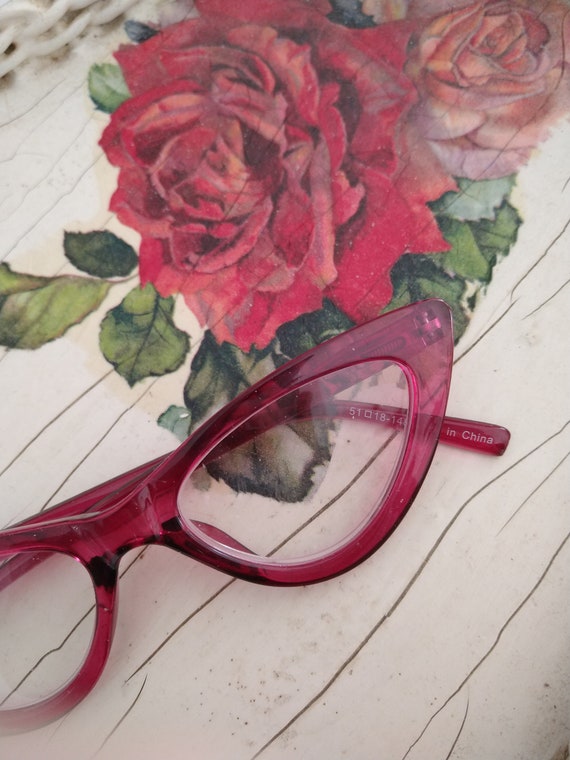 Hot Pink Cat Eye Readers  +1.50  , Translucent Pi… - image 9