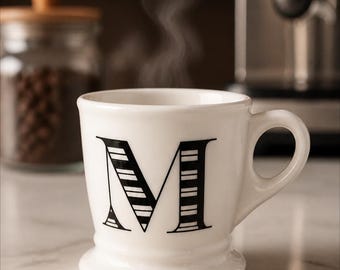 Anthropologie Monogram Mug: Letter M Shaving Style Tea Cup