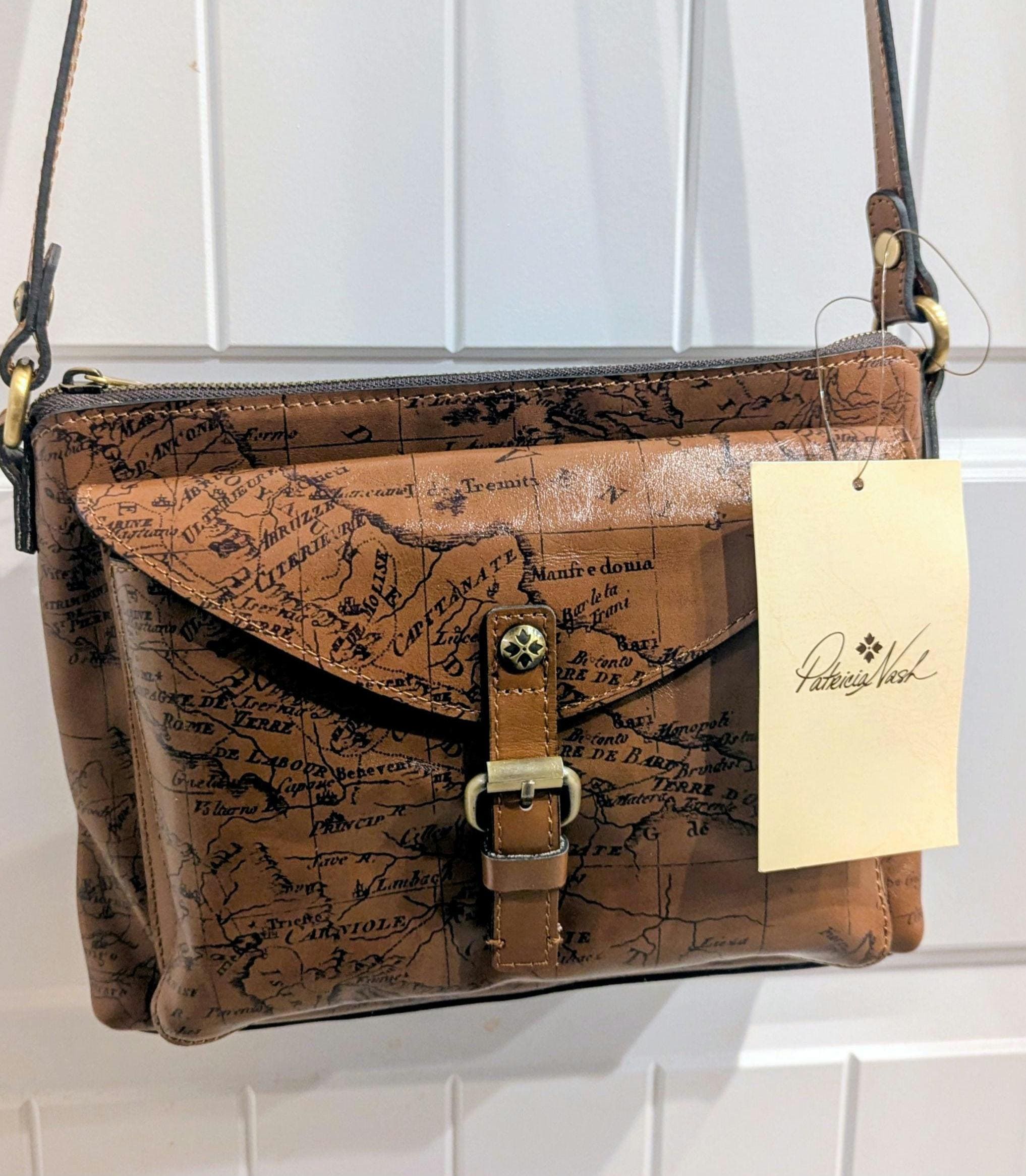 NWT Patricia Nash ITALIAN Leather Map Countries Western Backpack + Dust bag Patricia Nash Map Handbags - Etsy main image 2