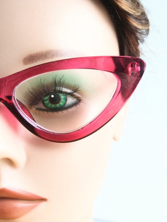 Hot Pink Cat Eye Readers  +1.50  , Translucent Pi… - image 1