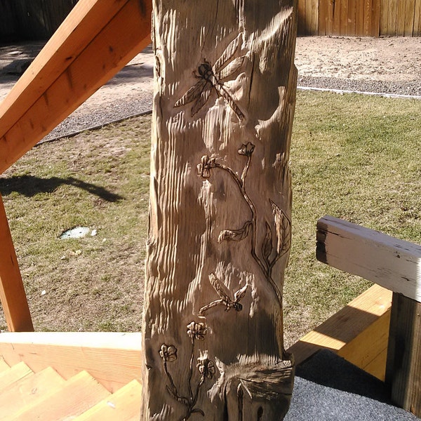 Dragonfly Woodburned Carving