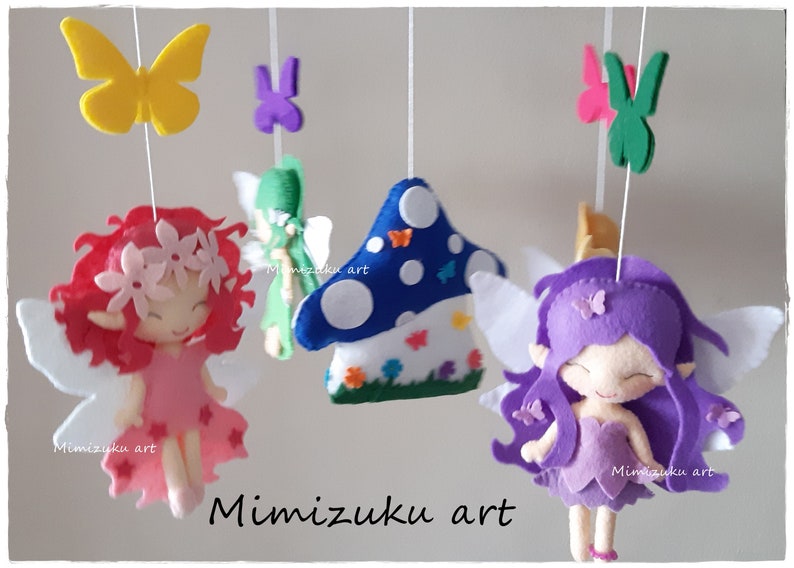 Fairies Mobile House Fairies Felt Mobile Sweet Fairies Baby Etsy