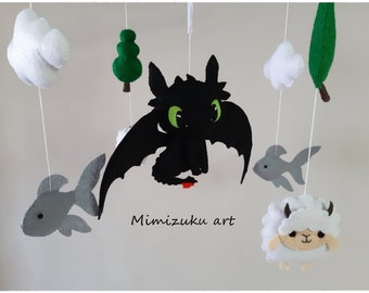 How To Train Your Dragon Baby Felt Crib Mobile, viking decor, Nursery Felt Mobile, newborn gift ideas, newborn gift for babyshower, viking