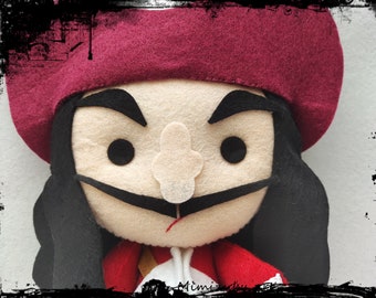 Captain Hook, Captain Hook felt doll, Disney villain doll, Halloween decoration, disney villains decoration, original gift for halloween,