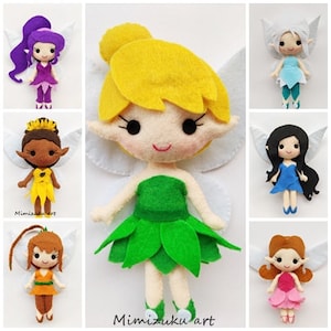 Disney fairies felt doll, Pixie hollow felt doll, Tinkelbell, Iridessa, Vidia, Silvermist, Fawn, Periwinkle, Rosetta, disney cuties doll