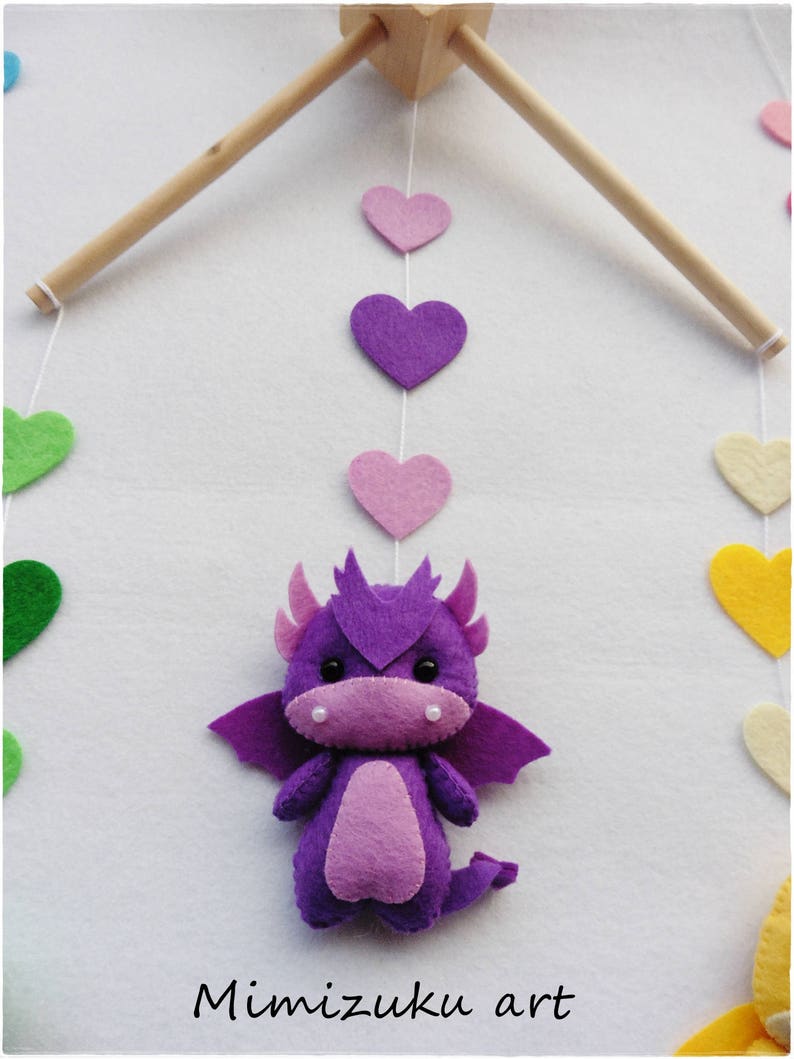 Dragon felt Mobile Dragons Baby Mobile Dragons Nursery Etsy