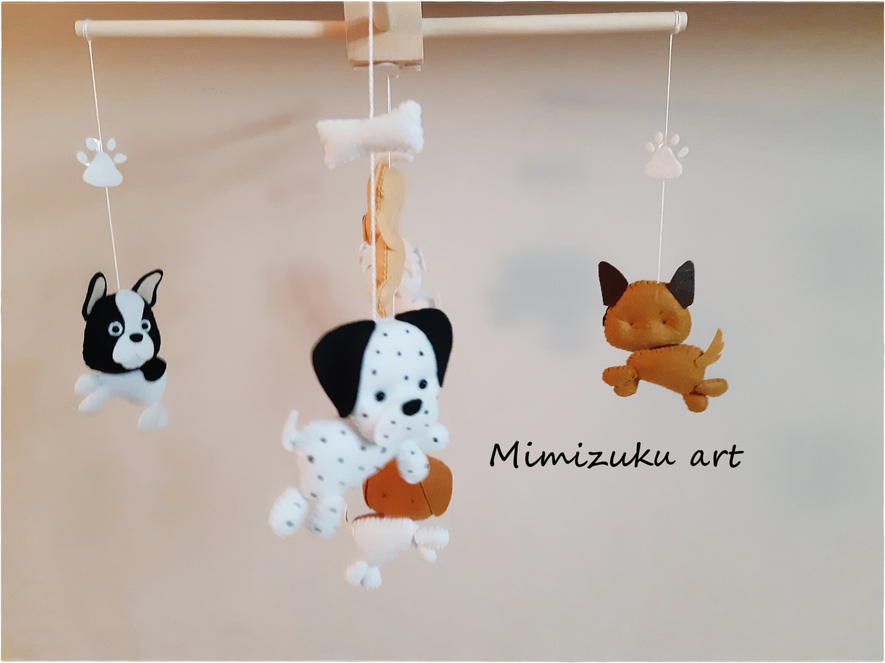 Felt dog Mobile puppies mobile Nursery Felt Mobile Baby Etsy