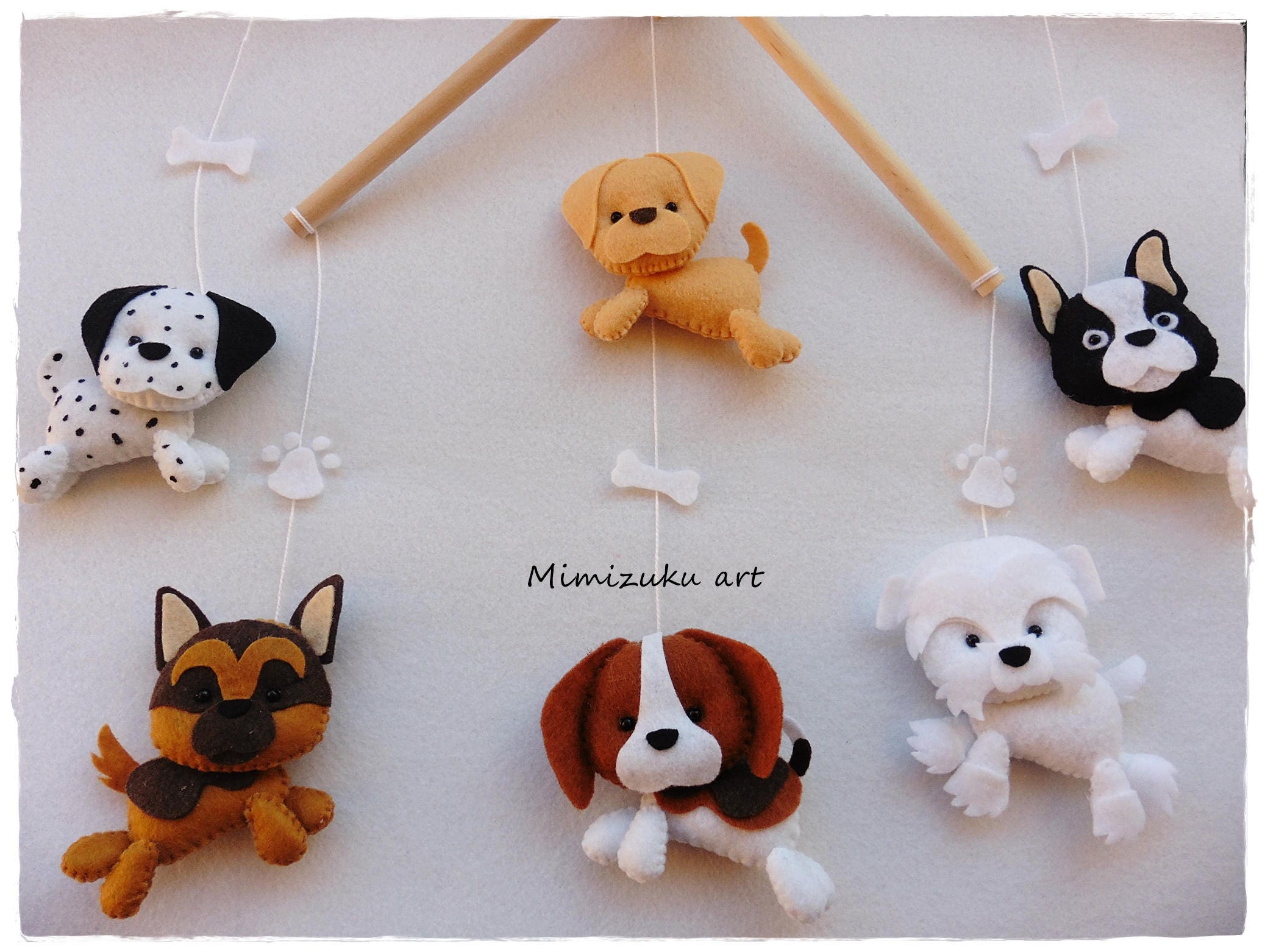 Felt dog Mobile puppies mobile Nursery Felt Mobile Baby Etsy