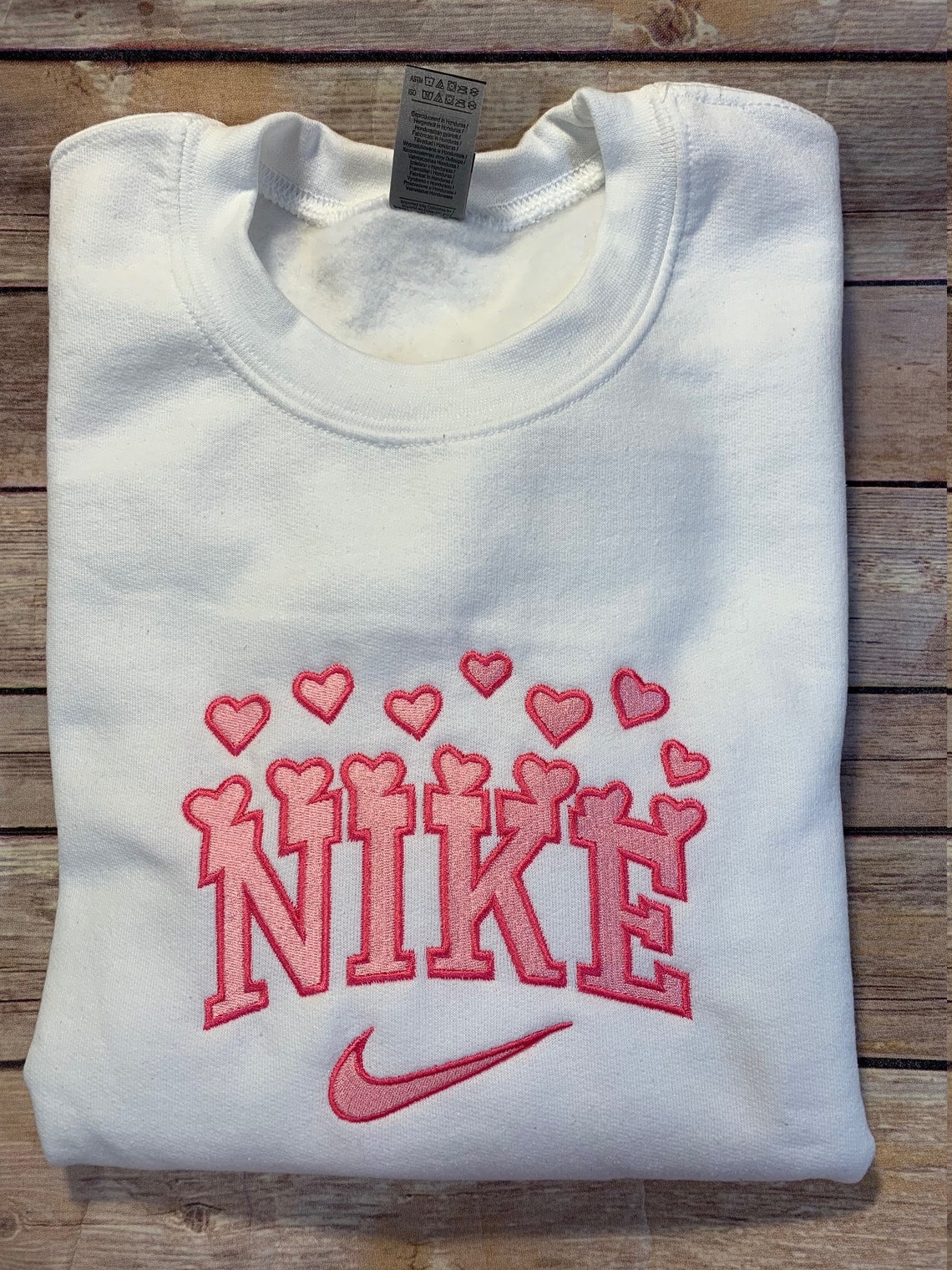 Nike Hearts White crewneck sweatshirt | Etsy