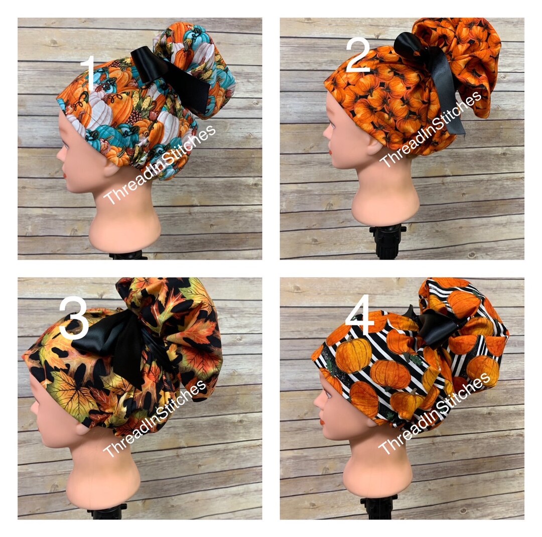 High Bun Scrub Cap Hat, Bun Scrub Hat. Fall, Pumpkin Etsy