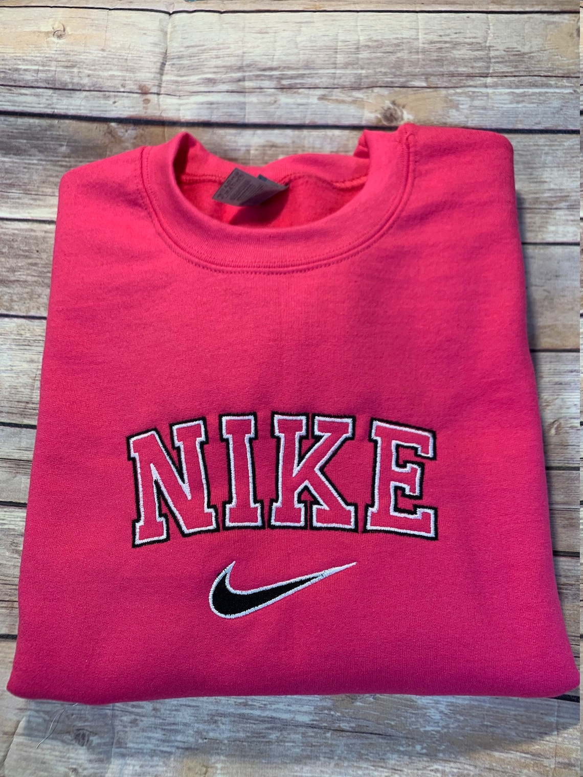 Nike outlined Embroidered Hot Pink Unisex crewneck Sweatshirt Etsy