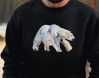 Winter season sweatshirt Polar bear painting Alaska sweater winter animal shirt ice bear sweatshirt long sleeved Holiday season north pole