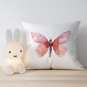 Pink Butterfly Nursery Pillow Case watercolor butterfly throw pillow pink decor minimalistic butterfly girls room decoration throwpillow