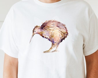 Camiseta de kiwi, símbolo nacional de Nueva Zelanda, acuarela