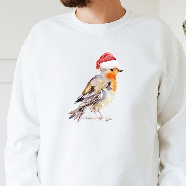 Kersttrui met Roodborstje Wintertrui voor Kerst met vogel Shirt Kerstman Roodborst Schilderij Michelle Dujardin Warme Trui Kerstmis cadeau