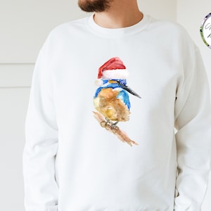 Kingfisher Christmas sweatshirt for bird lover Blue Bird Christmas shirt Winter Holidays season sweater animal santa Gift Xmas sweatshirt