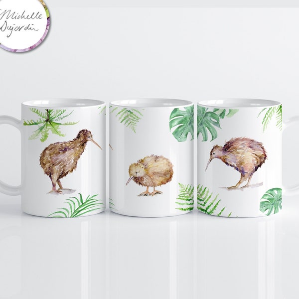 Spezielle Tasse für Kiwi Familie mit Neuseeland Herkunft Aotearoa Familie Geschenk Baby Kiwi und Eltern NZ Wildlife Neugeborene Baby Geschenk Tasse mit Vögeln