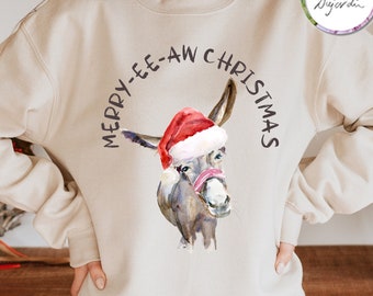 Funny Santa Donkey Christmas Sweatshirt - Unisex Holiday Crewneck