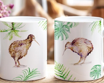 Special Mug for Kiwi family with New Zealand origins Aotearoa family Gift baby Kiwi and parents NZ wildlife newborn baby Gift Mug with Birds