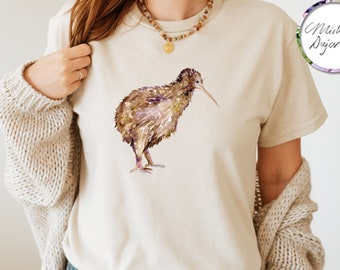 T-shirt imprimé aquarelle oiseaux kiwi - Cadeau pour la Nouvelle-Zélande