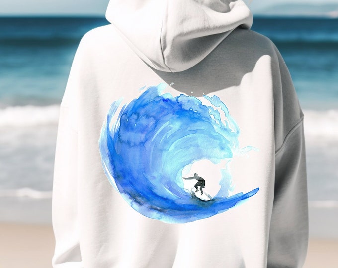 Beach Hoodie surf sweatshirt for Surfers Unisex hoodie surfing gift surf boarding coastal cowgirl shirt ocean wave surf hoodie with print