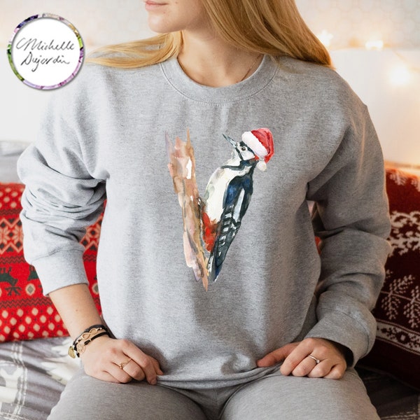 Specht Weihnachten Sweatshirt Weihnachtsmann Tier Pullover Weihnachtszeit Klopfen Specht print Weihnachtsgeschenk für Vogelliebhaber Natur Sweatshirt