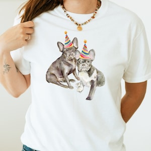 Französische Bulldogge Geburtstagsparty Shirt für Stierhundebesitzer Hund Mama Geburtstagsshirt Hund Papa süßes frenchies Geschenk lustiger T-Shirt Hundefeiern
