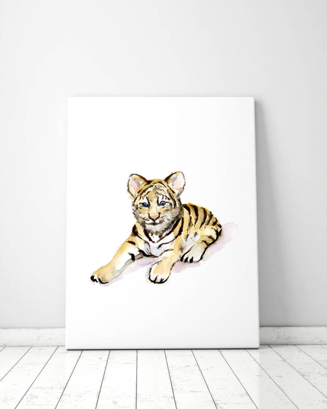 Tiger Cub Art Print Baby Tiger Watercolor Painting Nursery Etsy