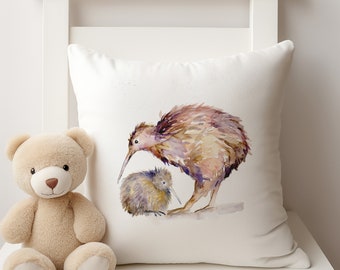 Kiwi Bird Pillow Case: Watercolor Print, Kids Nursery Decor