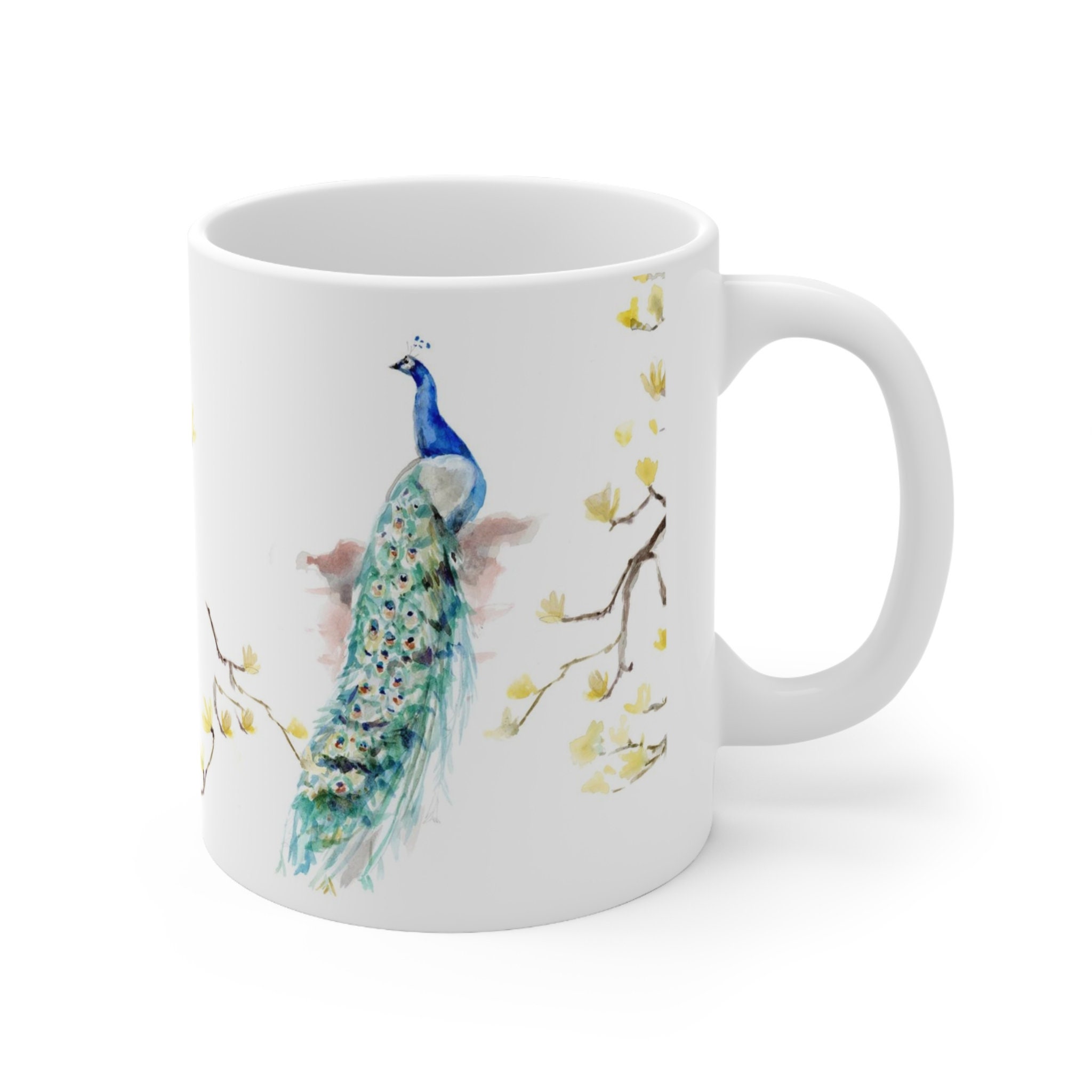 Tazza In Ceramica Con Pavone 311 Ml – Idea Regalo Compleanno, Lavabile In Microonde