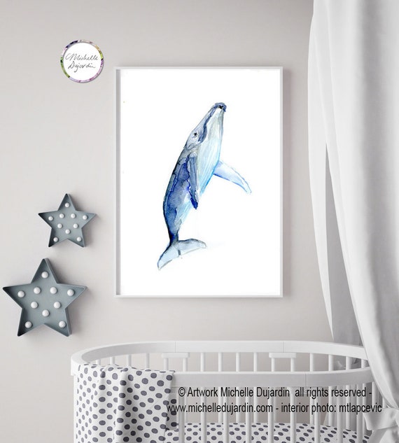 Baby Wal Malerei Baby Buckel Aquarell Illustration Wal Baby Etsy