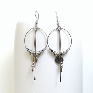 Modern hoop earrings, stainless steel (BO35)