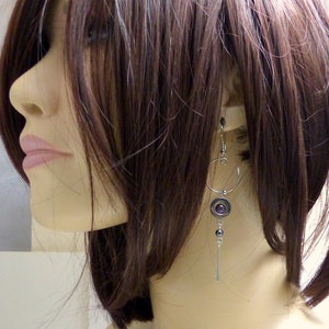 Boucles d'oreilles originales modernes dépareillées, hématite œil de chat violet et acier inoxydable BO10 image 2