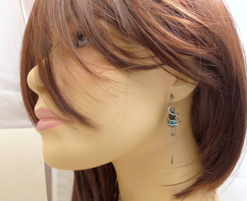 Earrings Blue ceramic hooks stone and surgical steel GC6