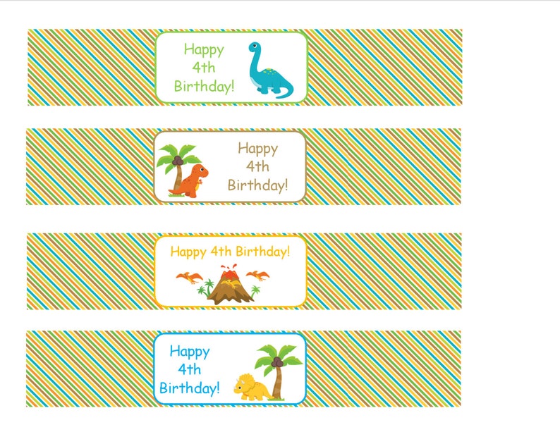dinosaur water bottle labels etsy