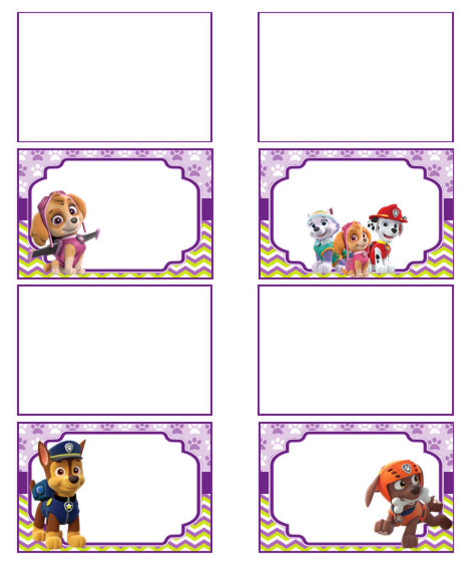 Paw Patrol Food Labels Girls | Etsy