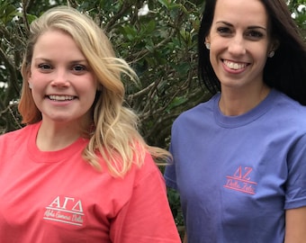 ROUND NECK - Greek Sorority EMBROIDERED T Shirt with Lines