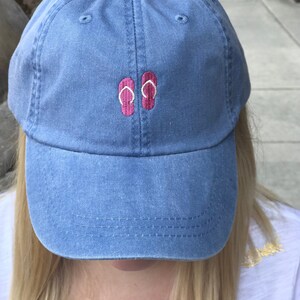 Embroidered Tiny FLIP FLOPS Baseball Cap - Tiny Design Ball Caps - Summer Spring Break Gift - Wedding Bridesmaid Gifts - Personalized Gifts