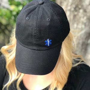 Embroidered Lower Left EMS Star of Life Baseball Cap