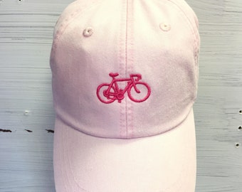 Embroidered Bicycle Tiny Design Baseball Hat - Bike Baseball Cap